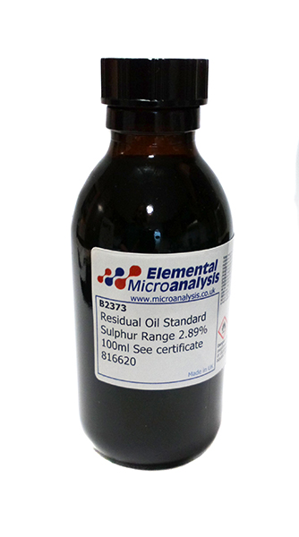 Residual Oil Standard Sulphur Range 2.89%  100ml See certificate 816620

Petroleum Distillates N.O.S 3 UN1268